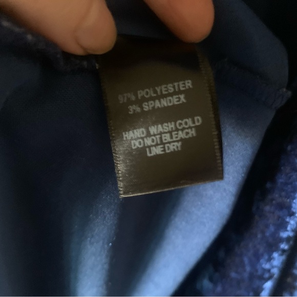 Lulus Blue Velvet Open Cross Back Mini Skater Fit & Flare Cocktail Dress Size M - Picture 6 of 6